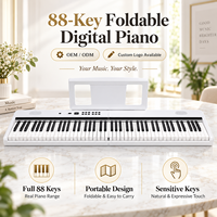 Piano numérique portable de haute qualité en gros, logo personnalisé, couleur au choix, pour la maison et les voyages, rangement facile, clavier de piano numérique 88 touches