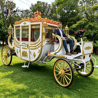 Kereta Kuda Listrik Royal Laris Manis, Dibuat Sesuai Pesanan, Warna Putih Emas, Kereta Pernikahan Listrik Harga Pabrik untuk Resort