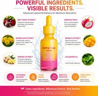Private Label Mango Dragon Fruit smaak Liposomale Supplement Druppels, Kruidendruppels voor darmgezondheid en stofwisselingondersteuning
