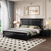 Lit en bois massif de style américain pour chambre à coucher, noir, blanc, noyer, multifonctionnel 1,8*2m, ensemble de chambre à coucher avec rangement à pression d'air