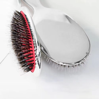 Brosse à cheveux antistatique professionnelle démêlante à picots en nylon et poils naturels pour extensions et massage du cuir chevelu