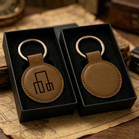 Porte-clés rond en cuir PU vierge pour gravure laser personnalisée, idéal pour cadeaux d'entreprise et promotionnels