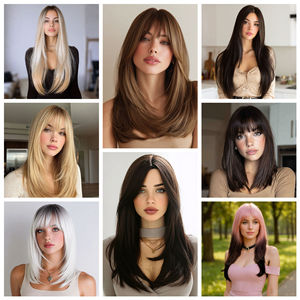 Perruque synthétique Vera, <span class=keywords><strong>cheveux</strong></span> longs et raides, dégradé multicolore, <span class=keywords><strong>frange</strong></span> américaine en forme de huit, couvre-tête complet, haute qualité - Product Image 4