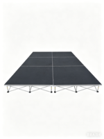Scène pliable en aluminium avec plateau en contreplaqué, capacité de charge élevée, conception modulaire, installation rapide pour événements en plein air
