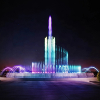 Fontaine musicale dansante pour jardin, lac ou piscine avec spectacle de lumière LED colorée et pompe à eau durable pour la décoration paysagère extérieure