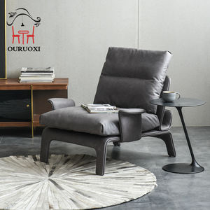 Chaise de loisir inclinable moderne à la mode Sofa <span class=keywords><strong>vintage</strong></span> <span class=keywords><strong>vert</strong></span> en <span class=keywords><strong>cuir</strong></span> avec jambe en métal <span class=keywords><strong>Fauteuil</strong></span> à siège unique - Product Image 4