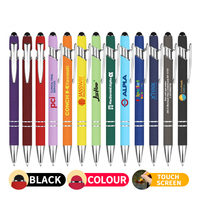 Stylo à bille multifonctionnel 2 en 1 en métal aluminium avec logo personnalisé, caoutchouc souple, écran tactile, encre noire, écriture fluide