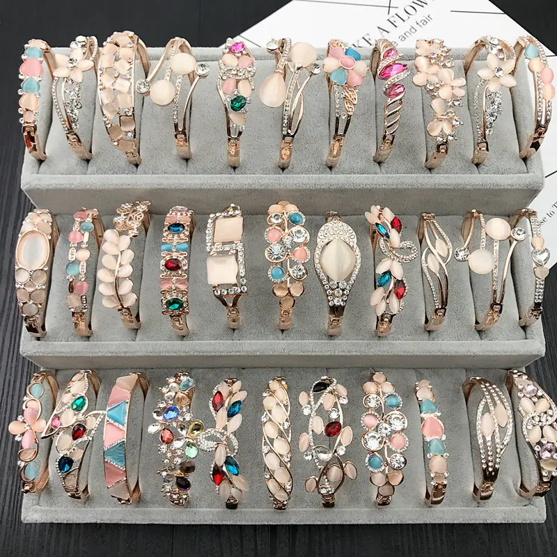 PUSHI mixed rhinestone opal bracelet Fashion Jewelry Bangle Bracelets Cuff Bangle For women Female Luxulry Accessories Gift