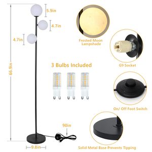 <span class=keywords><strong>Lampadaire</strong></span> LED 3D sans fil au design minimaliste moderne, à intensité variable avec tête ronde pour la lecture pour le bureau ou la décoration intérieure - Product Image 3