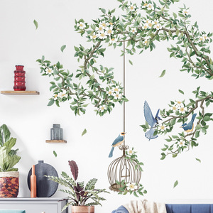 Autocollants de plantes tropicales vertes dessin animé éléphant girafe zèbre papier peint pour <span class=keywords><strong>chambre</strong></span> d'enfant salon décalcomanie murale décorative - Product Image 4