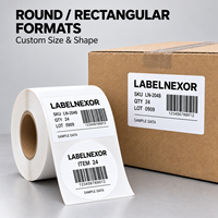 Gulungan Stiker Label Termal Perekat Sendiri untuk Pencetakan Barcode Termal Langsung dengan Format Bulat dan Persegi Panjang