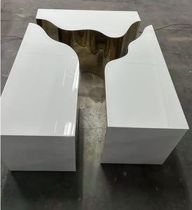 Juego de Mesa de Centro para Sala de Estar Moderna MR, Acero Inoxidable, Diseño Único de Alta Gama, Extensible y Plegable, 3 Piezas - Product Image 6