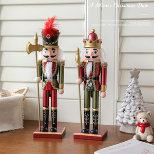 Wooden nutcracker soldier figurine, wooden Christmas tree <strong>background</strong> decoration, desktop and bedside table ornament - Product Image 4