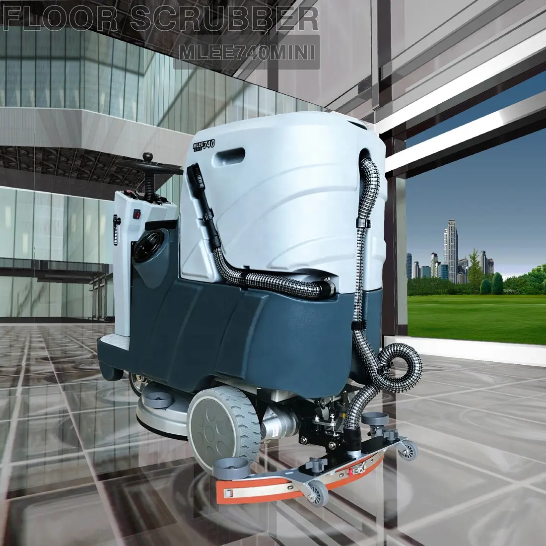 Mlee 740Mini Automatische Autoscrubber Commerciële Epoxy Marmeren Tegel Rit Op Floor Cleaning Machine