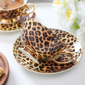 Internet Celebrity Cross-border Leopard Bone China Fashion Coffee <b>Cup</b> <b>and</b> <b>Saucer</b> European Style Light Luxury Afternoon <b>Tea</b> - Product Image 2