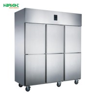 Refrigerador Comercial de Gran Capacidad de 1420L, de Una Sola Temperatura, de Acero Inoxidable 304 de Alta Resistencia, Refrigerador para Restaurante de 6 Puertas con Enfriador de Aire Electrónico