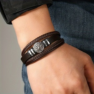 <span class=keywords><strong>Bracelet</strong></span> en cuir à fermoir <span class=keywords><strong>magnétique</strong></span> avec motif arbre de vie, style décontracté/sportif, cadeau pour <span class=keywords><strong>homme</strong></span> - Product Image 2