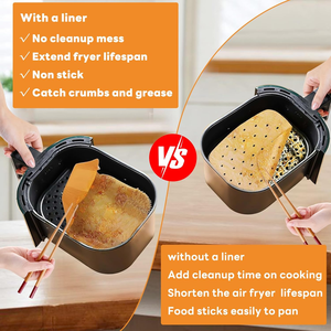 Papier sulfurisé pour <span class=keywords><strong>friteuse</strong></span> à <span class=keywords><strong>air</strong></span> 8,6*5,5 pouces, épais et anti-adhésif, spécial pour friteuses à <span class=keywords><strong>air</strong></span> doubles Gourmet, 100 pièces - Product Image 2