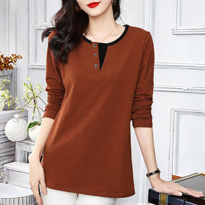 T-shirt décontracté à manches longues pour femme – Modèle classique en polyester, toile et mousseline avec boutons – Collection Hiver – Meilleure vente - Product Image 2