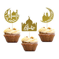 Alphabet anglais personnalisé paillettes Cupcake Topper pour Eid Mubarak gâteau décor maison cuisson fête fournitures