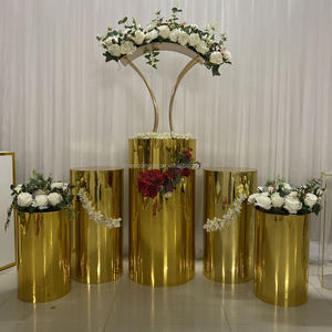 Acrylic Round Cylinder Pedestal White and Black Acrylic <strong>Plinths</strong> Display <strong>Stand</strong> for Wedding - Product Image 3