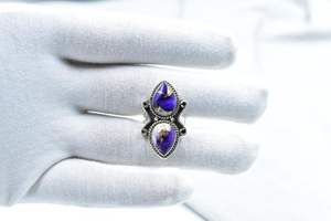 Handmade Purple Dahlia Turquoise Sterling Silver Adjustable Cactus <b>Ring</b> Unique <b>Statement</b> Jewelry <b>For</b> <b>Women</b> - Product Image 5