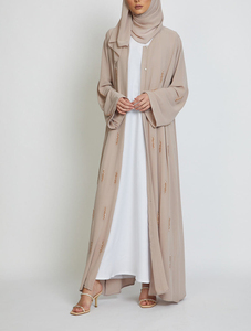 アラビアンイスラム服カスタムシフォンビーズオープンアバヤ女性用イスラム教徒用ドレス - Product Image 3