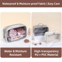 Sac cosmétique semi-transparent en PVC avec fenêtre transparente, grande capacité, organiseur de maquillage, trousse de toilette imperméable pour voyage