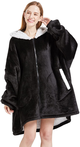 Hot Sell New Customizable Microfiber Sherpa <strong>Blanket</strong> <strong>Oversized</strong> Pocket Plush Warm Sweatshirt Wearable <strong>Hoodie</strong> <strong>Blanket</strong> with Zipper - Product Image 2