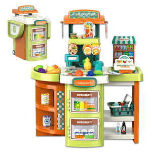 2 en 1, 58 Uds., casita de juegos para niños, pequeño vendedor, juego de juguetes de supermercado en casa, juego de compras de vendedor, juguetes para niños pequeños - Product Image 1
