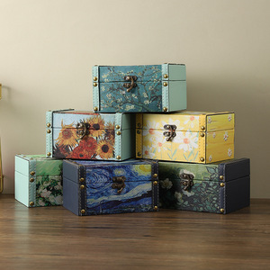 Caja de almacenamiento de madera floral con tapa abatible, caja de joyería, caja de regalo decorativa para organización de escritorio en el hogar u oficina - Product Image 3