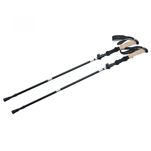 Bâton de randonnée en alliage d'aluminium Peak, 3 sections télescopiques, ultraléger, pour la randonnée en plein air, avec poignée en liège et verrouillage externe - Product Image 2
