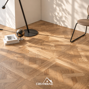 Parquet géométrique en chêne fumé de luxe, sol en bois organique, design personnalisé pour les projets d'intérieur modernes - Product Image 6