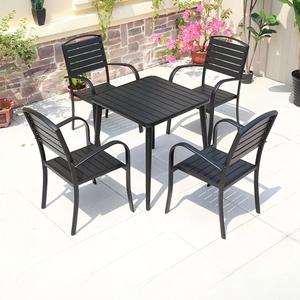 Outdoor Furniture Set French Coffee <b>Table</b> <b>Plastic</b> Wood Dining Set for Courtyard Villa Hotel & Park Use - Product Image 2