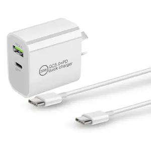 Adaptor Pengisi Daya Ponsel, Adaptor Pengisi Daya Ponsel untuk Ponsel iPhone QC3.0 Tipe C PD Tipe C Pengisian Daya Ganda USB-C 20W