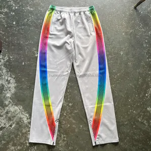 Manufacturer custom unisex open zipper trousers sweat causal open leg side stripe track pants for men