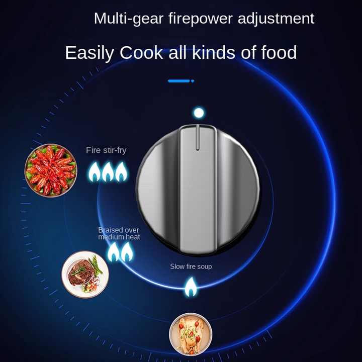 Stainless Steel Table Top Cooking 5.2KW Nine Cavity Fierce Fire Ring Burner Hob Flame Failure Protection Mini Gas Stove