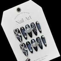 Doigt porté à la main européen américain Cyberpunk Nail Art Patch couverture complète motif géométrique longue durée pré-conçu impératrice