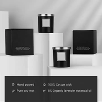 Vente chaude 8oz noir mat luxe parfumé parfum pots de bougie bocaux en verre pour la fabrication de bougies avec couvercle et boîte d'emballage unique