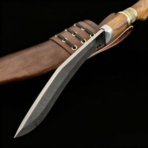 Cuchillo Táctico de Supervivencia para Exteriores, Hoja Fija de Acero Inoxidable de Alta Dureza, Cuchillo de Caza Kukri Curvo con Funda de Madera - Product Image 5