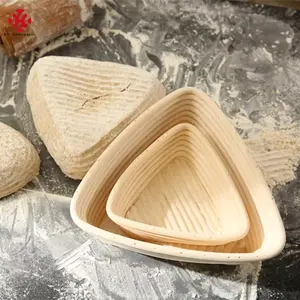 XH-herramientas profesionales para hornear en casa, cesta de pan con forma triangular, con revestimiento de tela, Banneton, cuenco de mimbre
