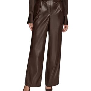 Pantalons en cuir à jambes larges, nouvelle mode, en cuir d'agneau véritable, pour femmes - Product Image 1