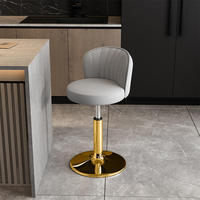 Tabouret de bar moderne de luxe rembourré, chaise de comptoir pivotante réglable avec dossier incurvé et repose-pieds pour la maison, le café et les bars commerciaux