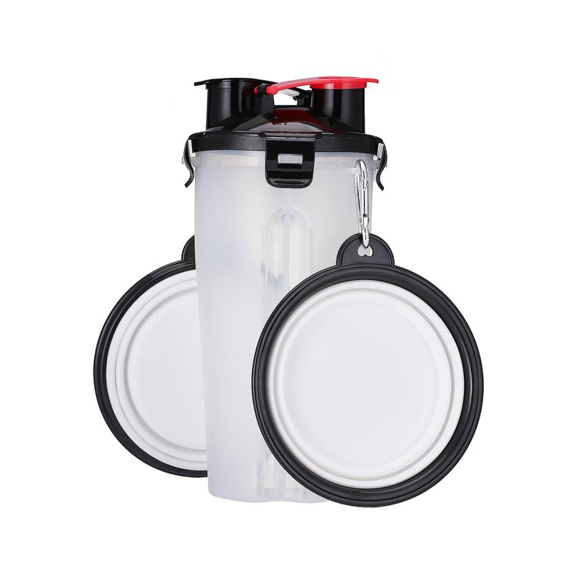 Оптовая продажа 2 в 1 Портативная Складная миска для собаки путешествия корм для животных бутылка для воды двойной камеры ПЭТ Питьевая Бутылка заедк