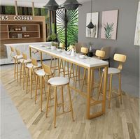 Multi taille Simple bar table et chaise combinaison de simple moderne d'art de fer en bois massif salon bar décontracté haut table