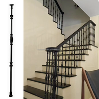 Nouveau style Balustres ronds creux en fer satiné noir 5/8"*44" avec design à nœuds pour rampe d'escalier intérieure