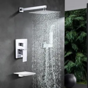 دش مجموعة في جدار صنابير الحمام النحاس مجموعات المطر الأمطار showerset خلاط صنبور مجموعة دش خلاط أخفى التثبيت