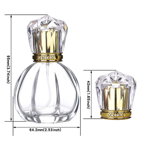 Flacons en verre vides de haute qualité de 50 ml et 100 ml avec bouchon pompe en cristal doré pour parfum et savon liquide, emballés en carton - Product Image 3