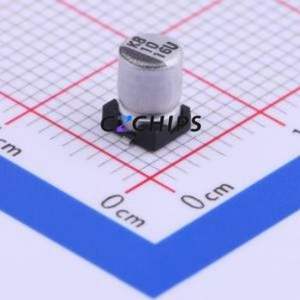 ตัวเก็บประจุแบบอิเล็กโทรไลต์อะลูมิเนียม SMD รุ่น VEU100M1CTR-0406, ขนาด D4xL5.7 มม., 10uF, 20%, 16V, ขา 4 มม. - Product Image 1