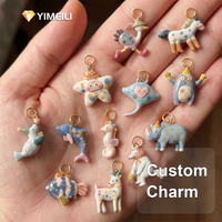 YIMEILI&Marine Acier inoxydable PVD plaqué or 18 carats Émail Animaux de dessin animé Cheval Rhinocéros Poisson Breloques DIY Accessoires de pendentif